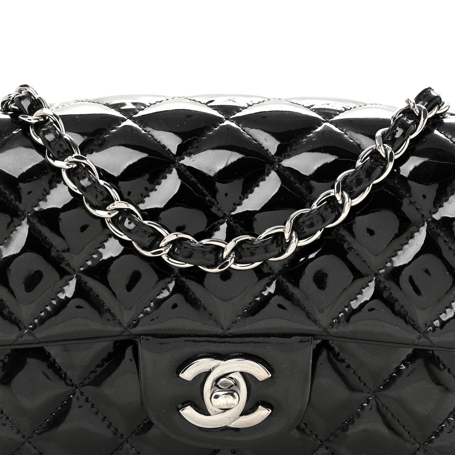 Chanel Patent Calfskin Quilted Mini Rectangular Flap Black 8 of 12