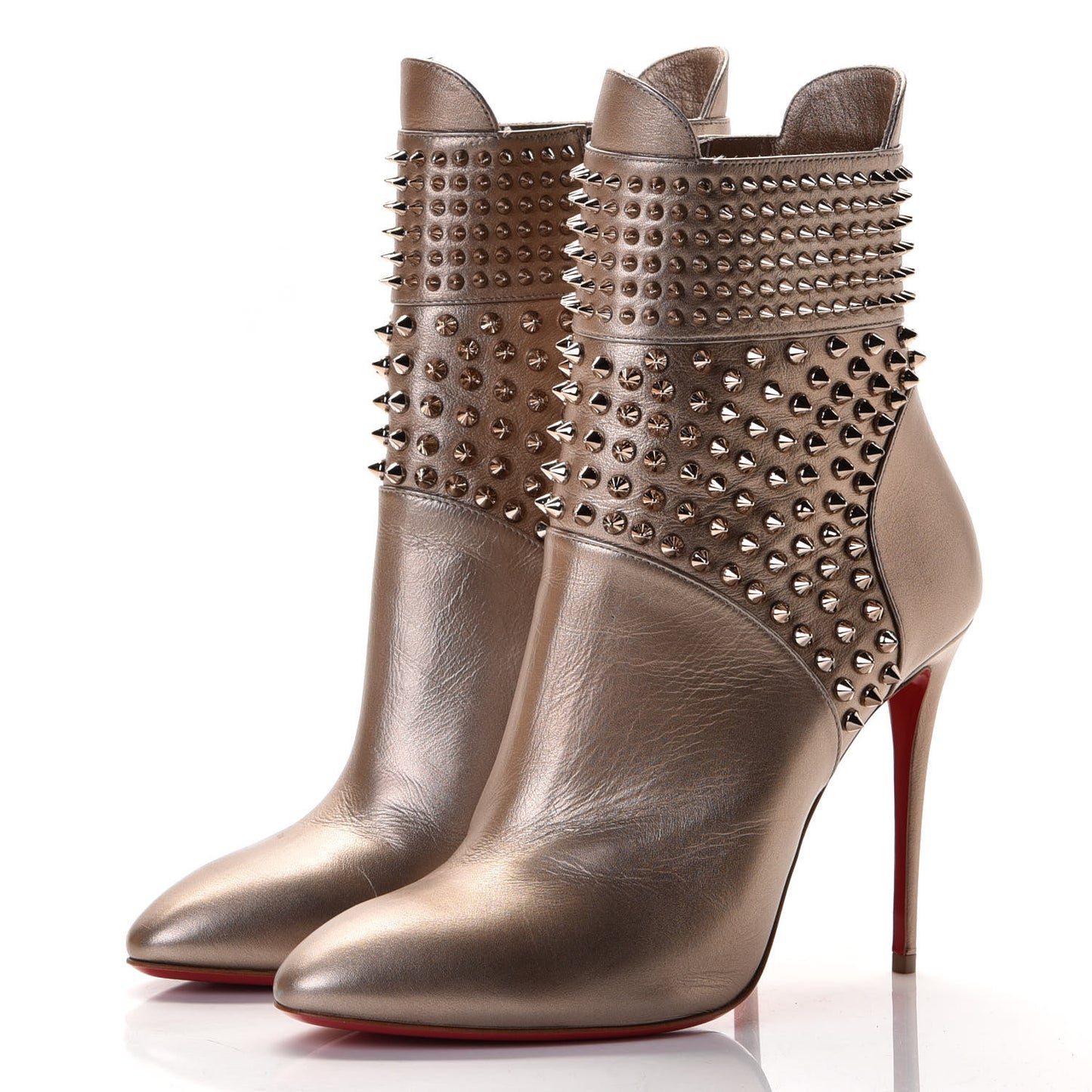 Calfskin Perle Spiked Hongroise 85 Ankle Boots 39 Colombe