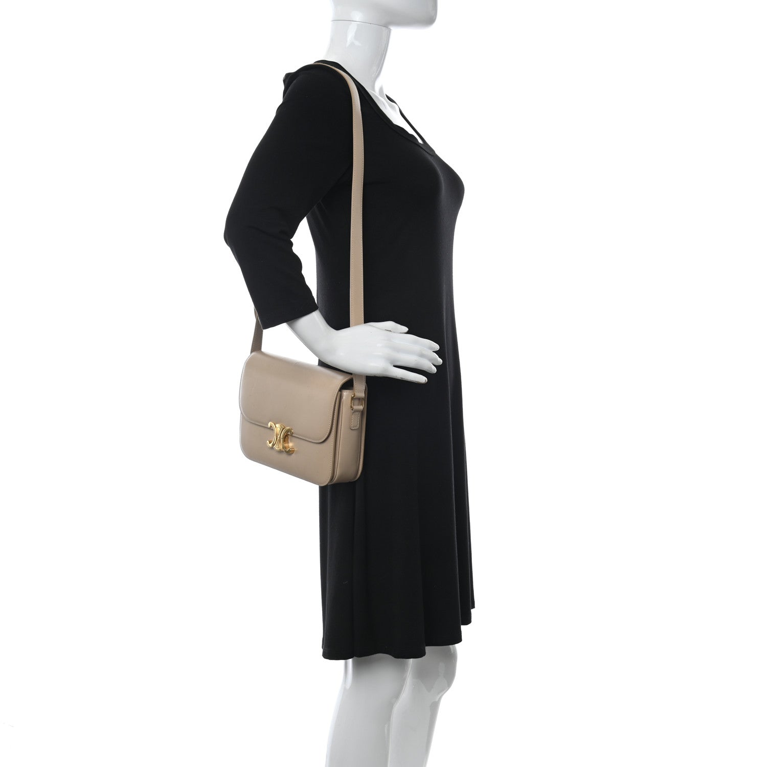Celine Shiny Calfskin Medium Triomphe Nude 2 of 13