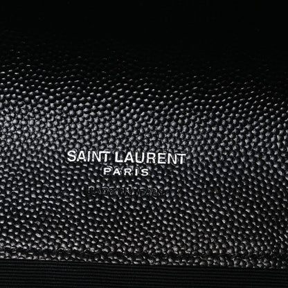 Saint Laurent Grain De Poudre Matelasse Chevron Monogram Envelope Clutch Black 6 of 7