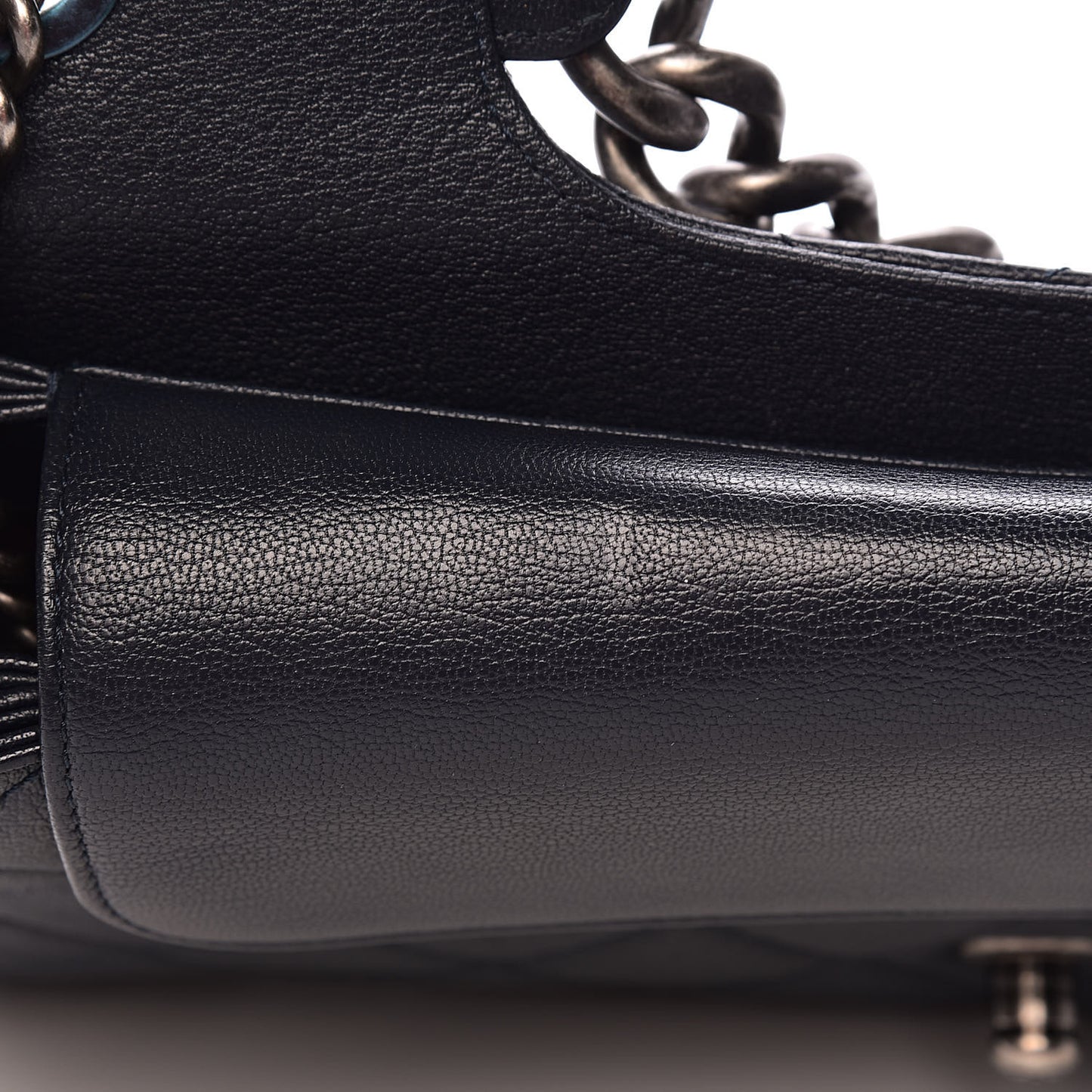 Goatskin Quilted Large Perfect Edge Flap Navy