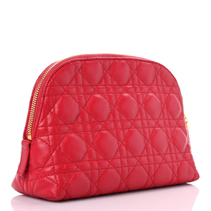 Christian Dior Lambskin Cannage Caro Beauty Pouch Raspberry 3 of 10