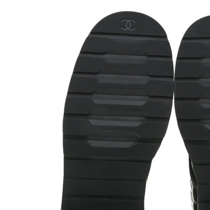 Chanel Shiny Calfskin Quilted Lace Up Combat Boots 37.5 Black 7 of 15