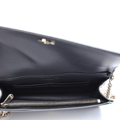 Christian Dior Metallic Patent Micro-Cannage Diorama Wallet on Chain Pouch Silver 5 of 9