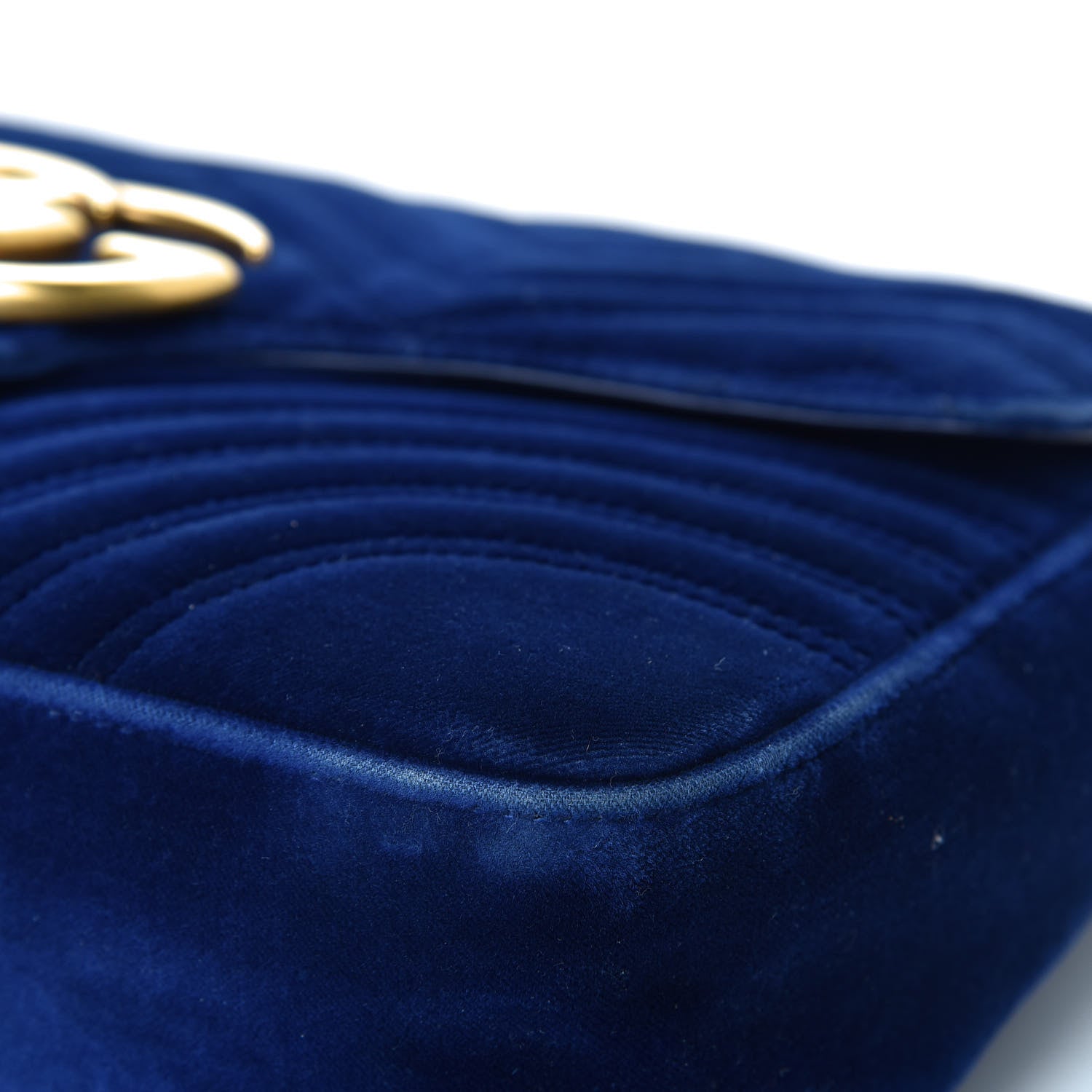 Gucci Velvet Matelasse Medium GG Marmont Shoulder Bag Cobalt Blue 12 of 17