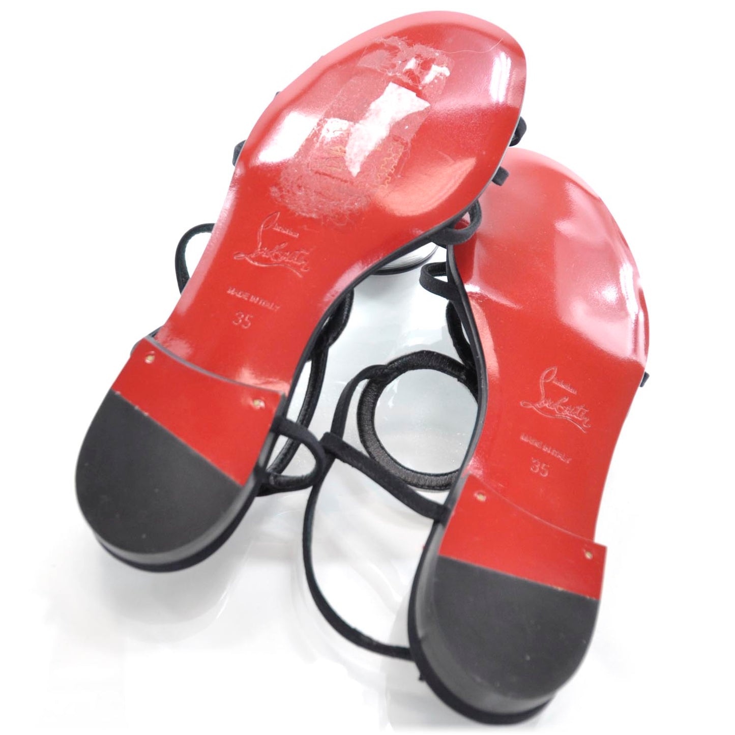 Crepe Crystal Aplarona Flat Sandals 35 Black
