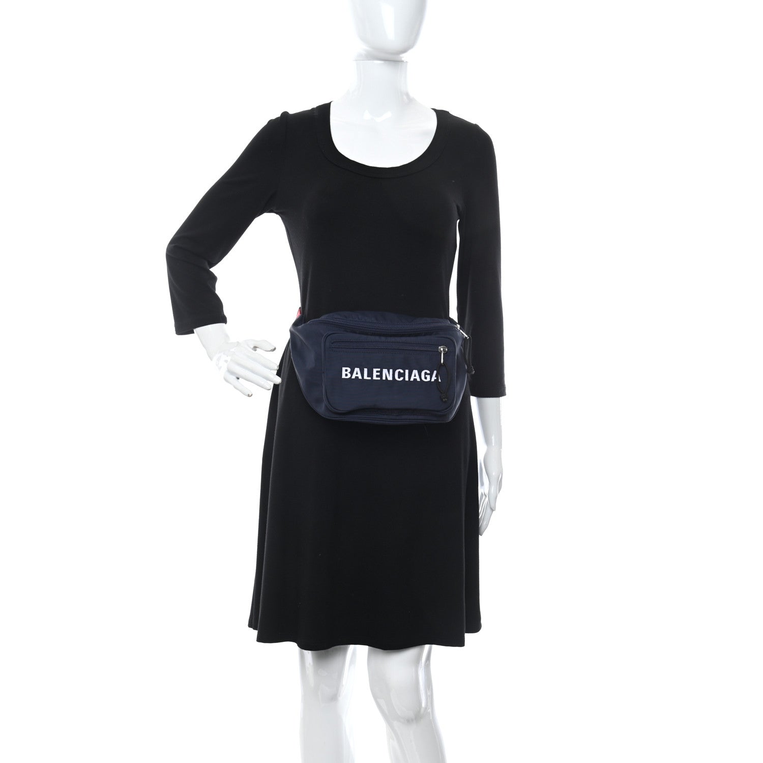 Balenciaga Sport Nylon Logo Embroidered Wheel Beltpack Navy Blue Red 2 of 10