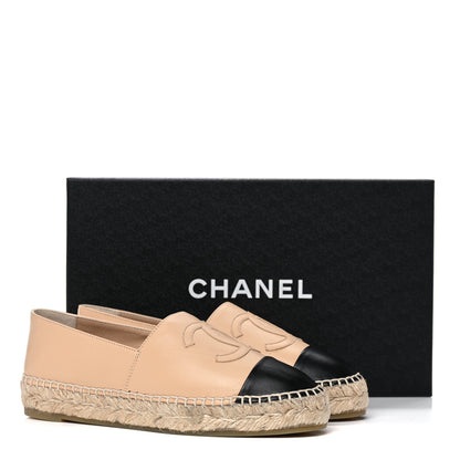 Chanel Lambskin CC Espadrilles 35 Beige Black 9 of 9