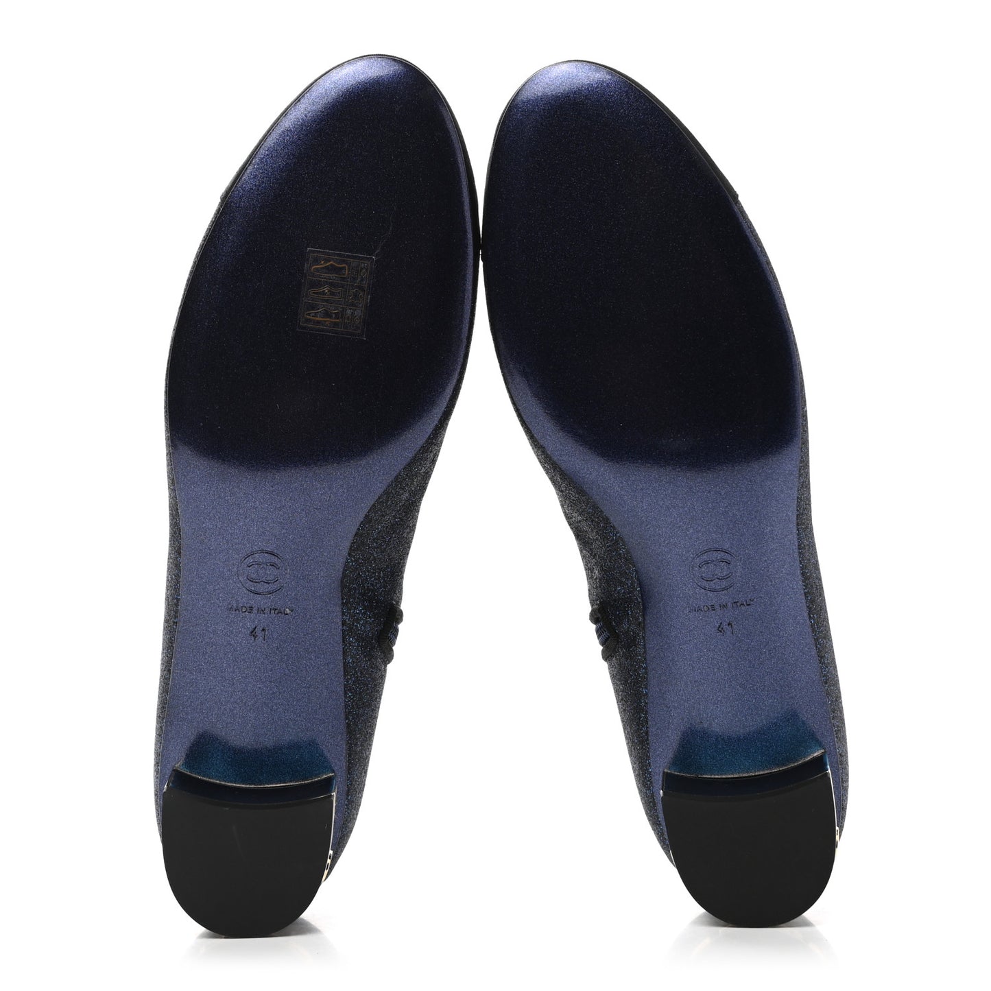 Grosgrain Sequin Cap Toe Logo Short Boots 41 Blue