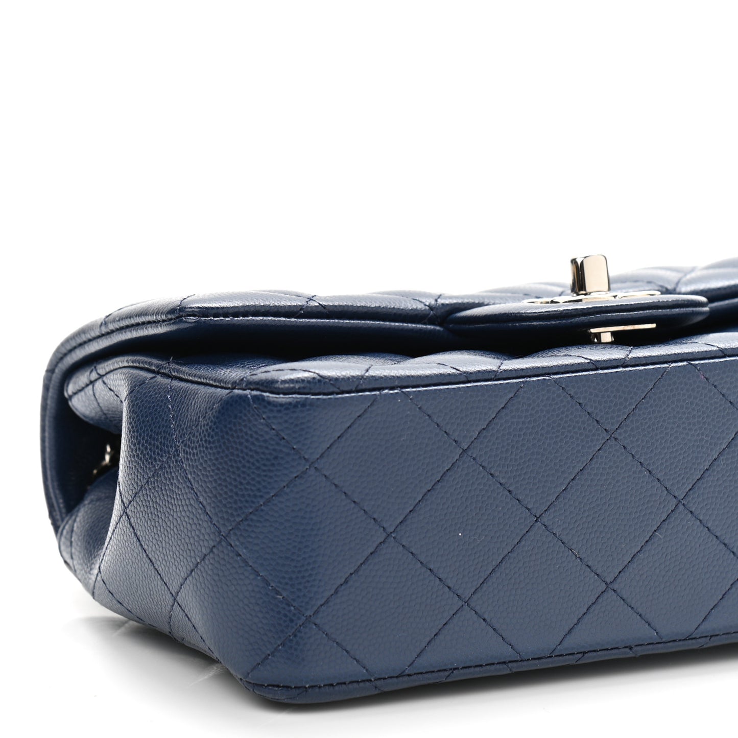 Caviar Quilted Mini Rectangular Flap Navy