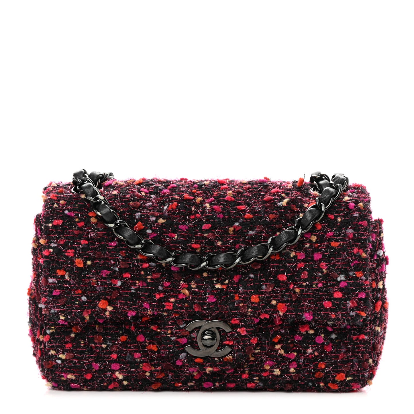 Tweed Quilted Mini Rectangular Flap Pink Multicolor