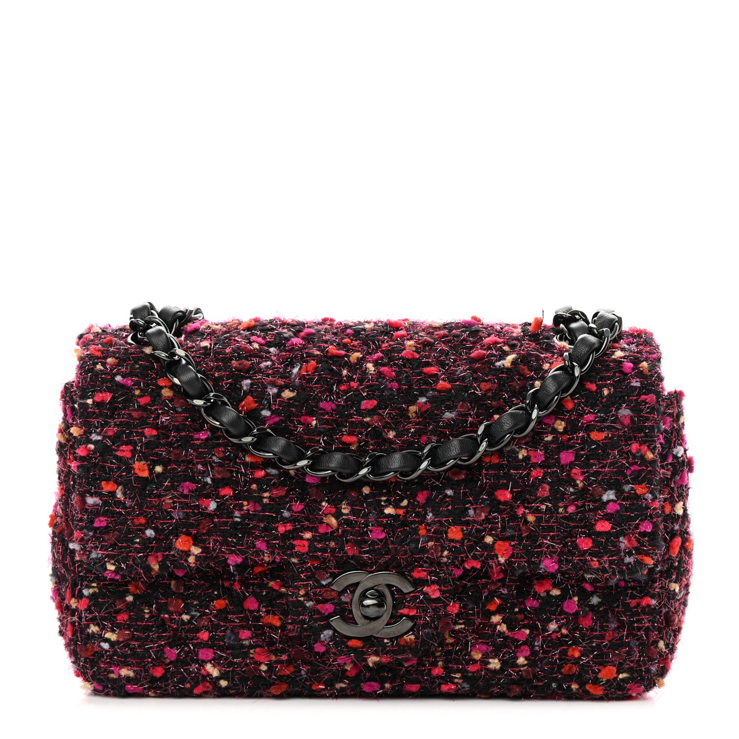 Chanel Tweed Quilted Mini Rectangular Flap Pink Multicolor 1 of 11