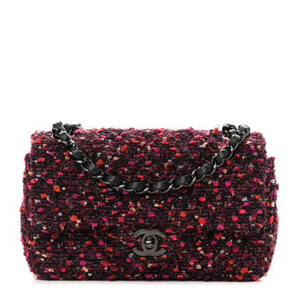 Chanel Tweed Quilted Mini Rectangular Flap Pink Multicolor 1 of 11