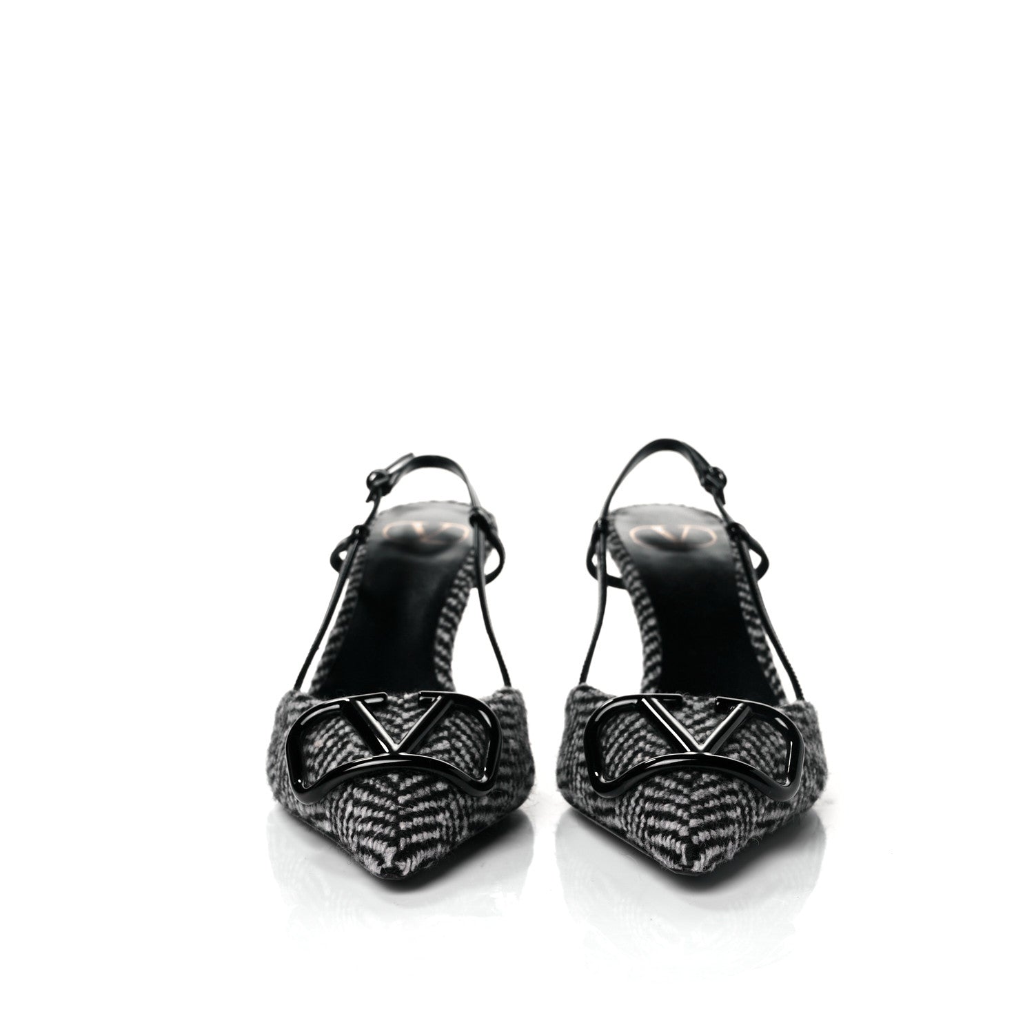 Valentino Garavani Tweed Signature Vlogo Slingback 80mm Pumps 38.5 Black 2 of 10