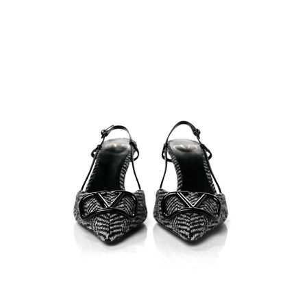 Valentino Garavani Tweed Signature Vlogo Slingback 80mm Pumps 38.5 Black 2 of 10