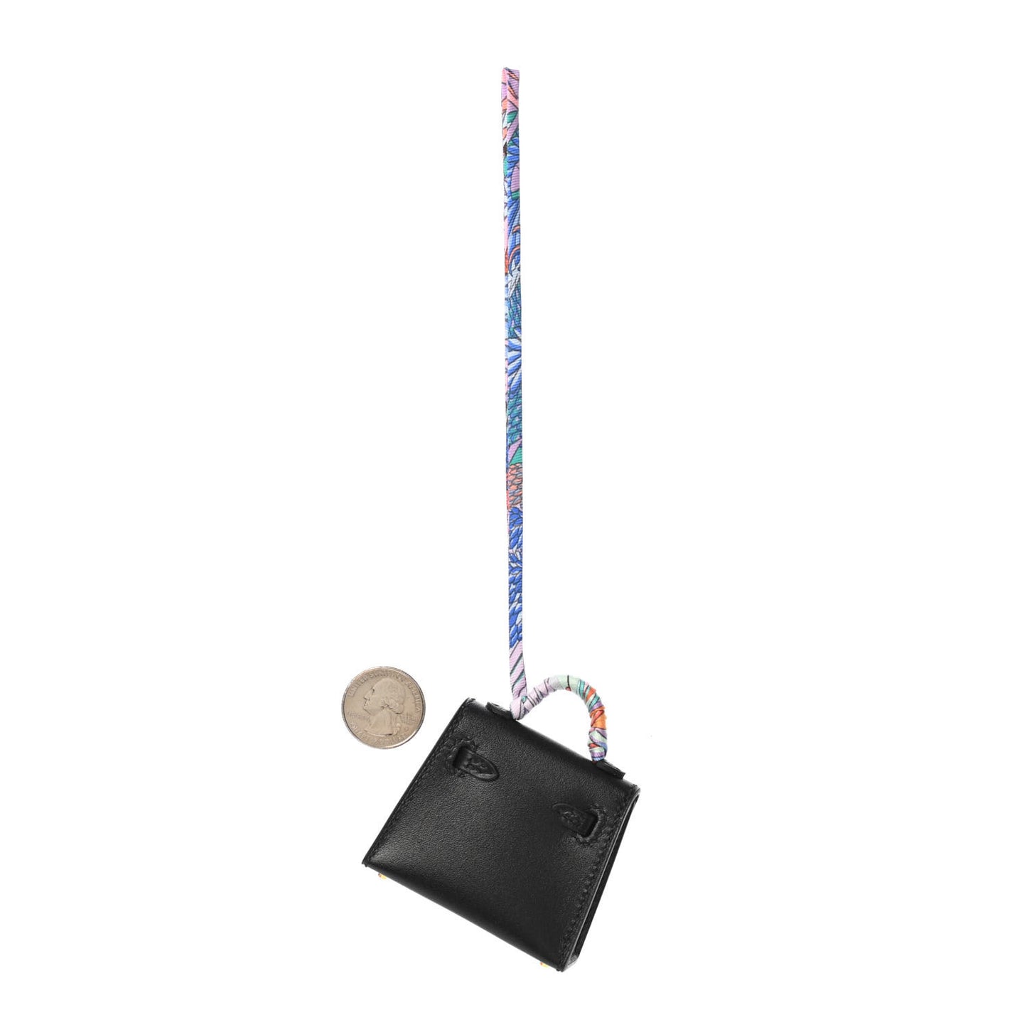 Tadelakt Mini Kelly Twilly Bag Charm Black