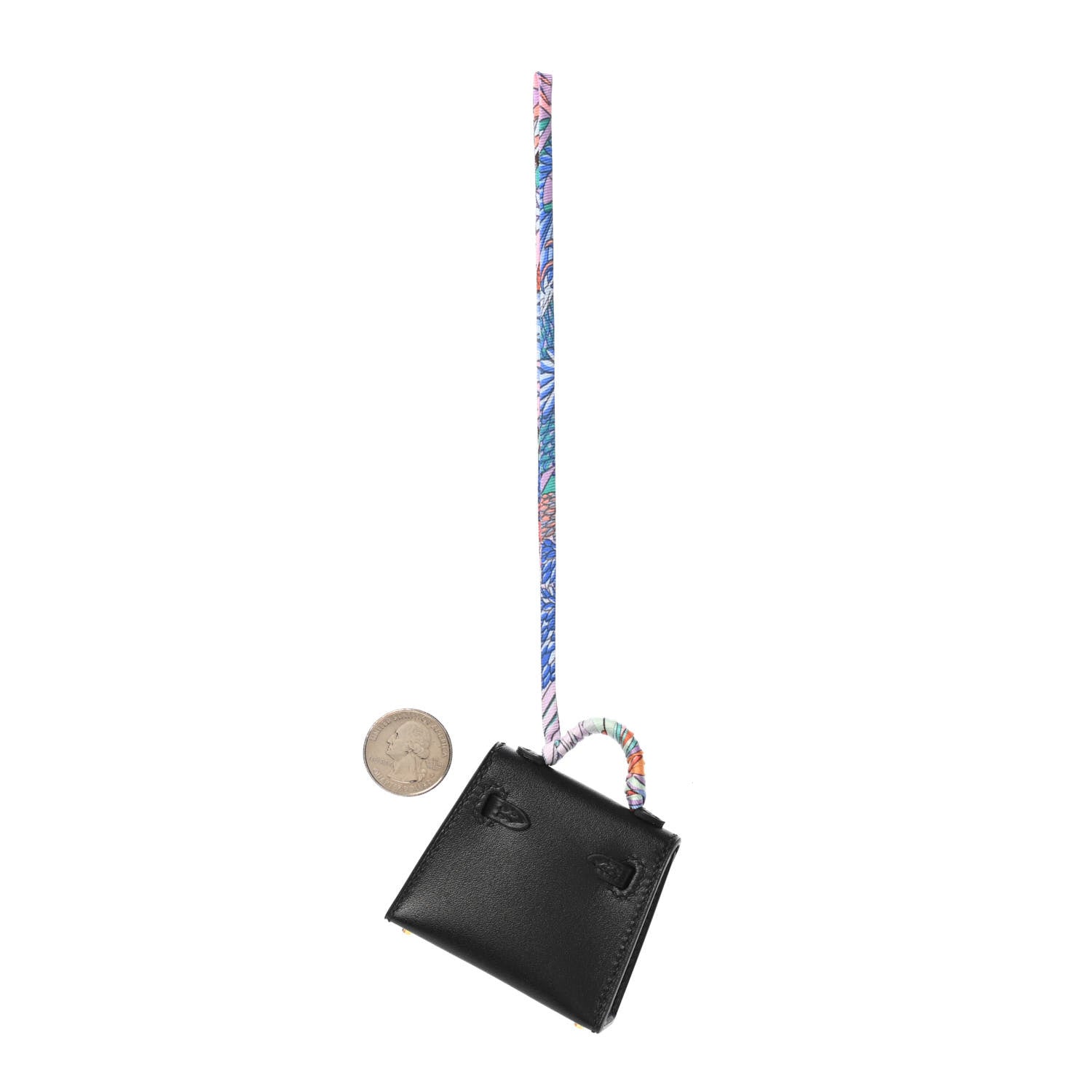 Hermes Tadelakt Mini Kelly Twilly Bag Charm Black 2 of 3