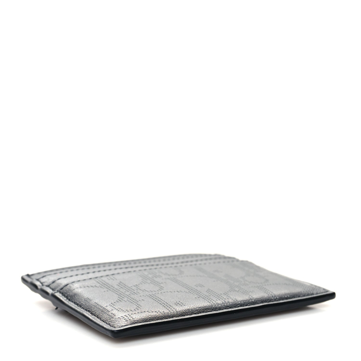 Christian Dior Calfskin Oblique Galaxy Perforated Card Holder Black White 4 of 8