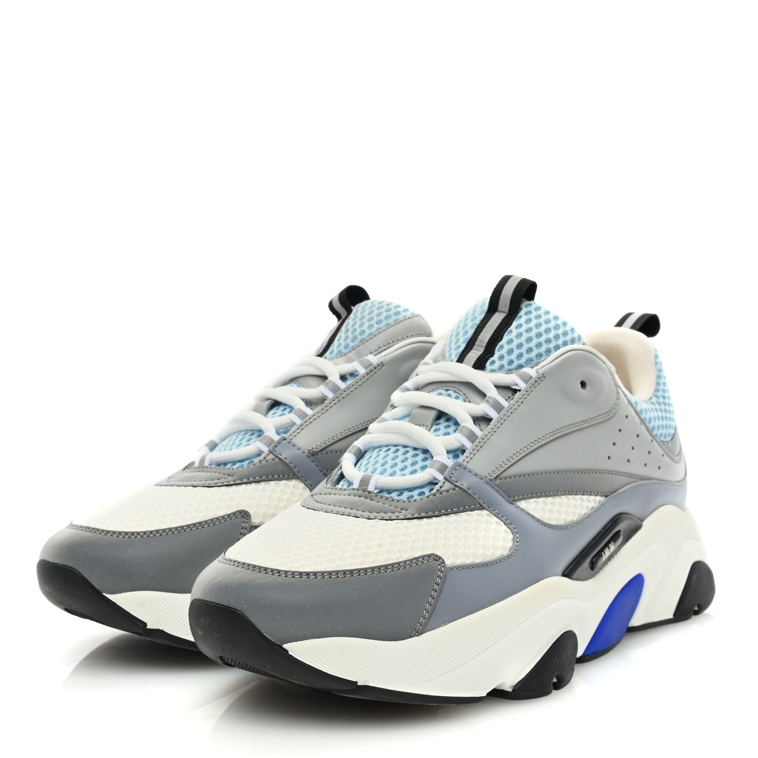Christian Dior Technical Mesh Calfskin Mens B22 Sneakers 45 White Blue Grey 2 of 8
