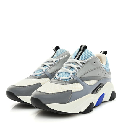 Christian Dior Technical Mesh Calfskin Mens B22 Sneakers 45 White Blue Grey 2 of 8