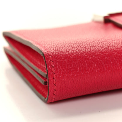 Hermes Chevre Mysore Bearn Card Holder Wallet Rose Extreme 7 of 9