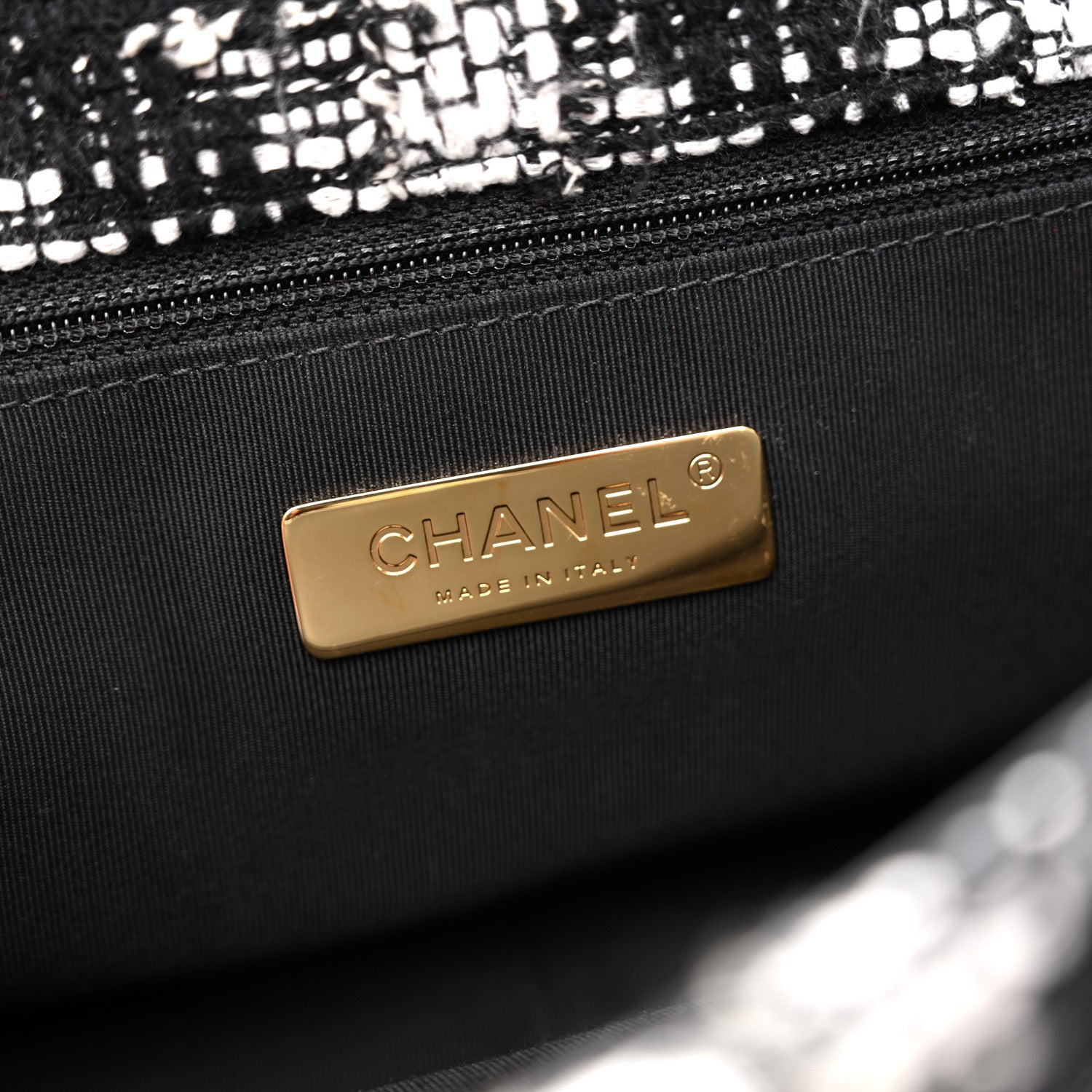 Chanel Tweed Quilted Maxi Chanel 19 Flap Black White 6 of 14