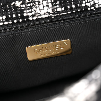Chanel Tweed Quilted Maxi Chanel 19 Flap Black White 6 of 14