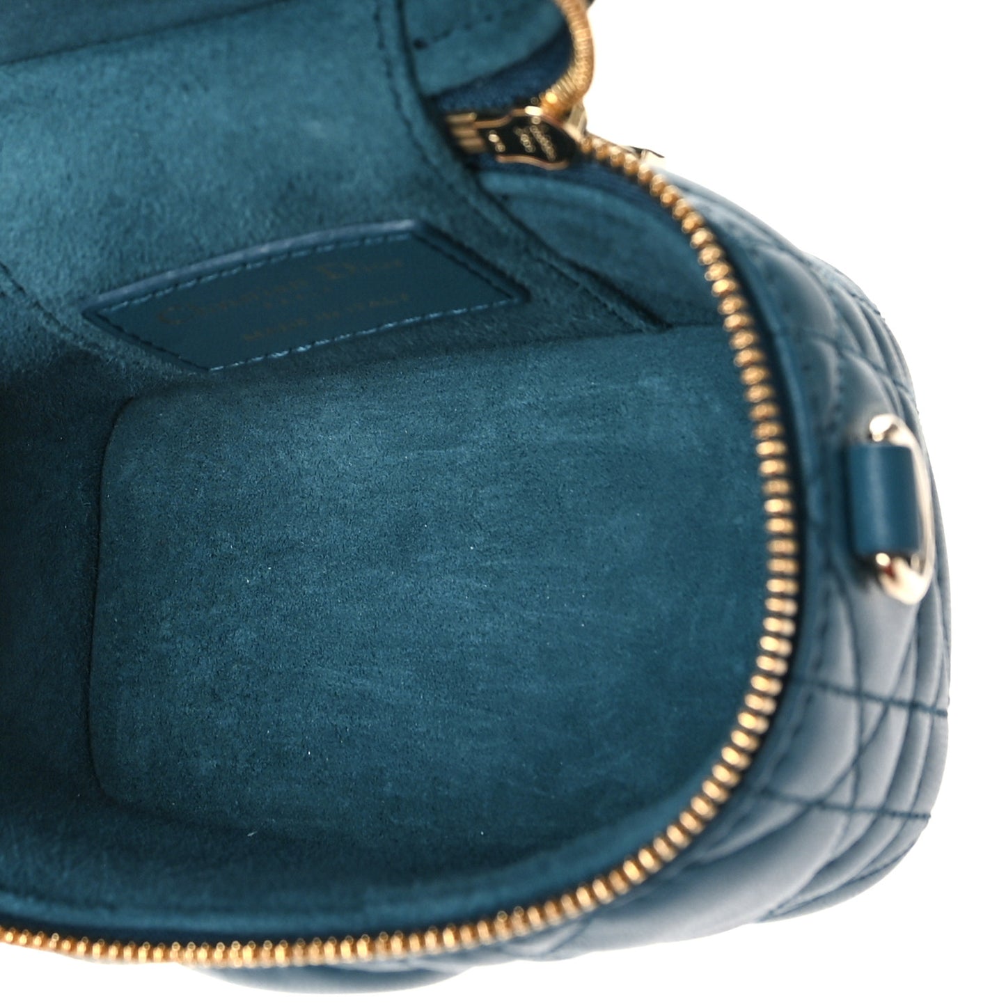 Lambskin Cannage Micro Lady Dior Vanity Case Deep Ocean
