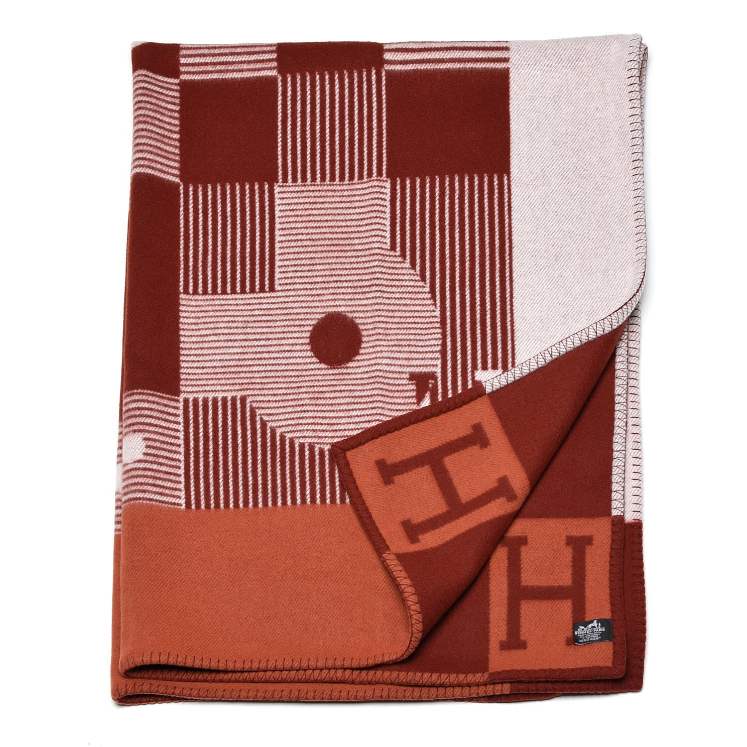 Hermes Wool Cashmere Echecs Et Trames Blanket Terre Cuite Terracotta 3 of 4