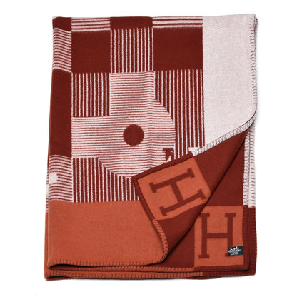 Hermes Wool Cashmere Echecs Et Trames Blanket Terre Cuite Terracotta 3 of 4