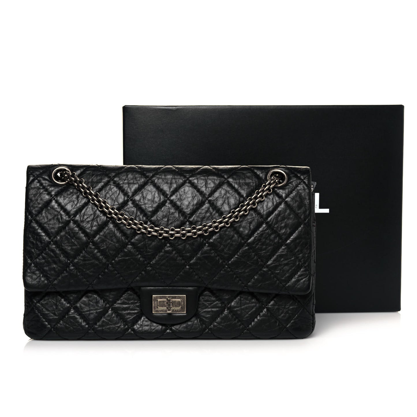 Aged Calfskin Quilted 2.55 Reissue 226 Flap Black