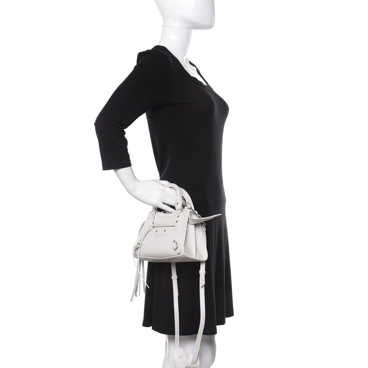 Balenciaga Grained Calfskin Neo Classic Silver Hardware Mini City White 3 of 9