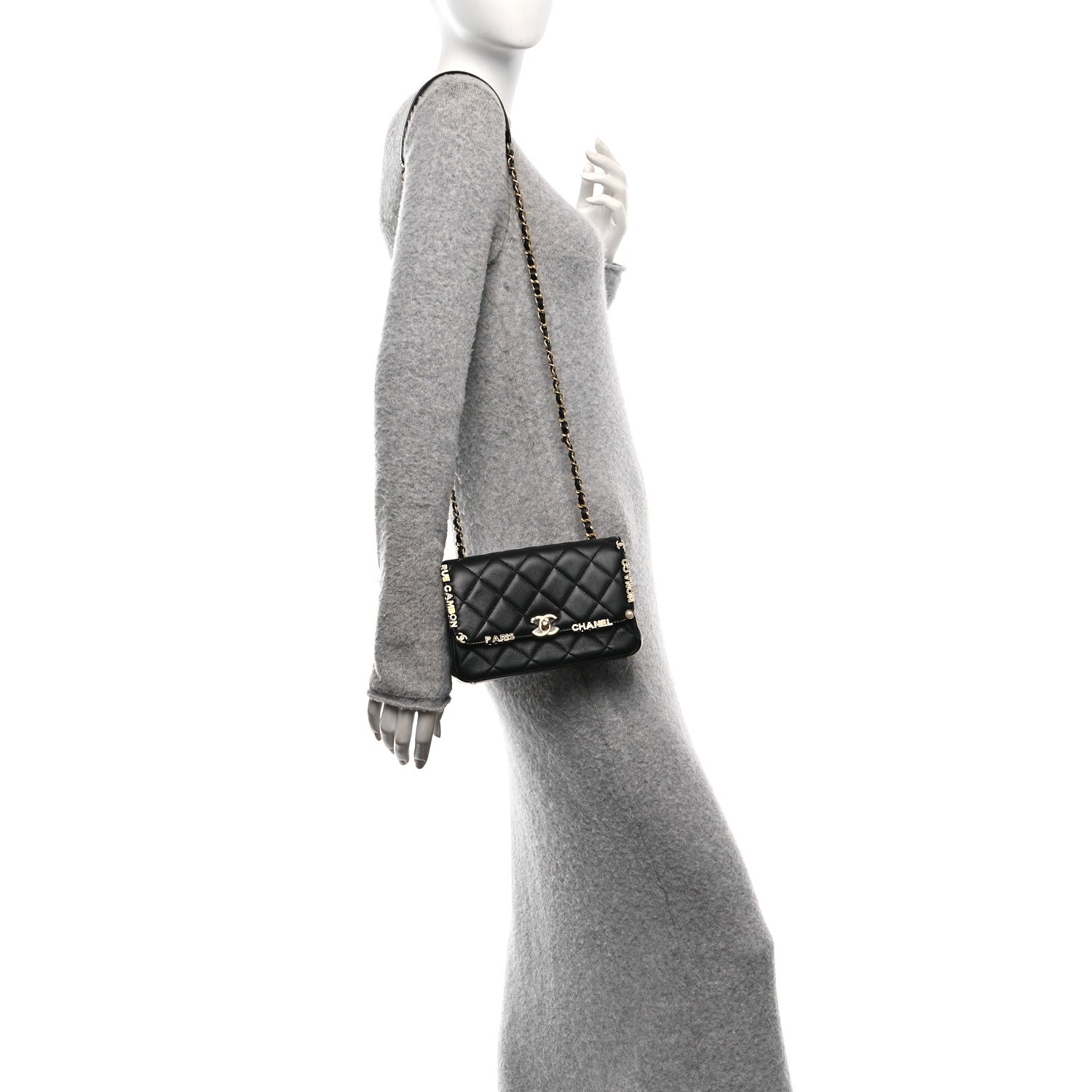 Chanel Lambskin Enamel Strass Quilted Mini Paris Monaco Flap Black 2 of 11