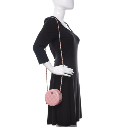 Chanel Iridescent Caviar Quilted Round Clutch With Chain Pink 2 of 11