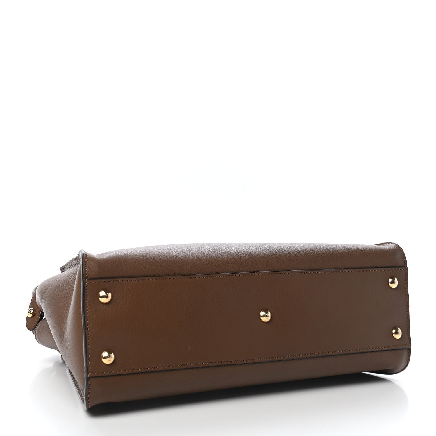 Fendi Vitello Seta Fabric Jacquard Pequin Medium Peekaboo Iconic Satchel Foresta Tobacco 4 of 9