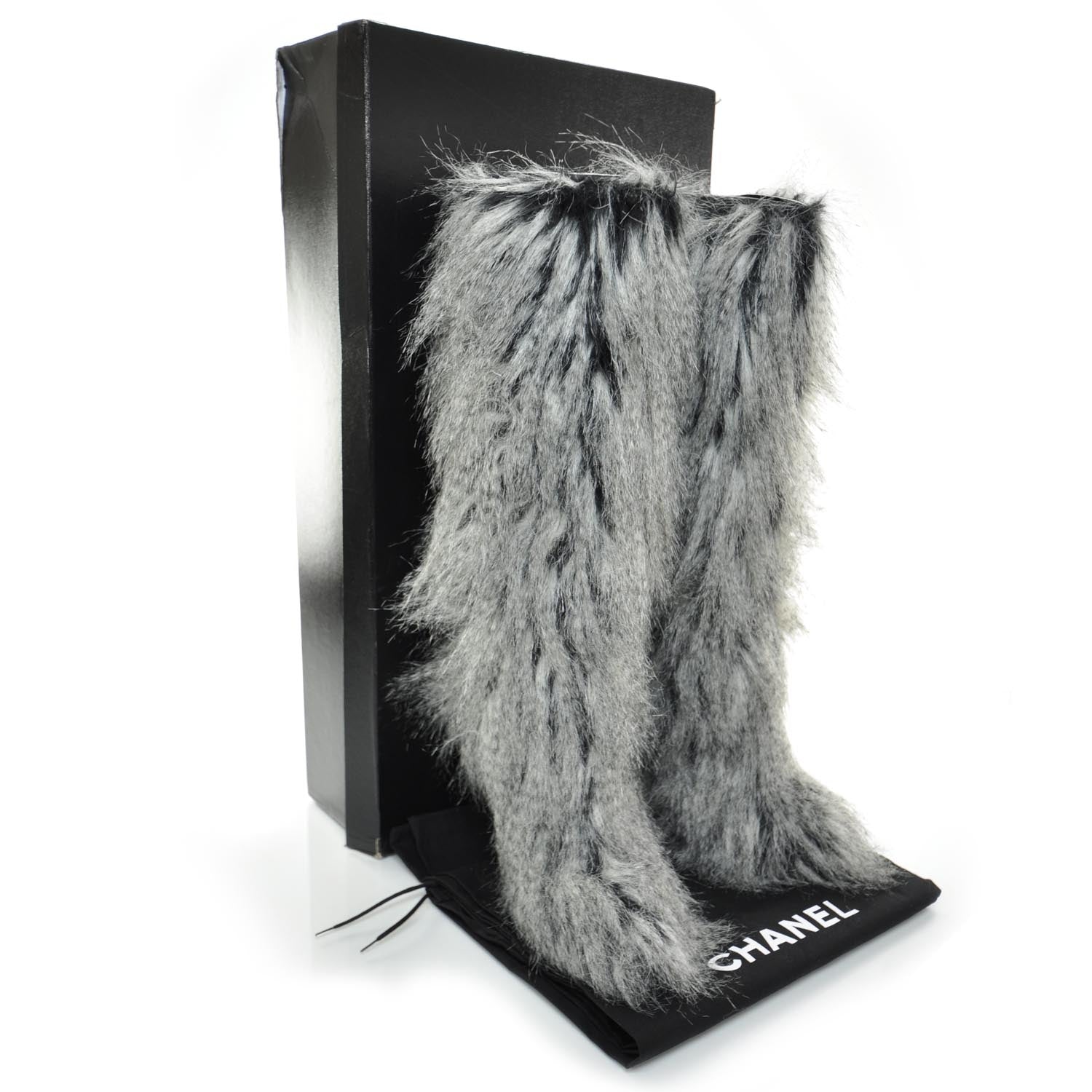 Chanel Fantasy Fur Icicle Heel Mukluks Boots 39 2 of 7