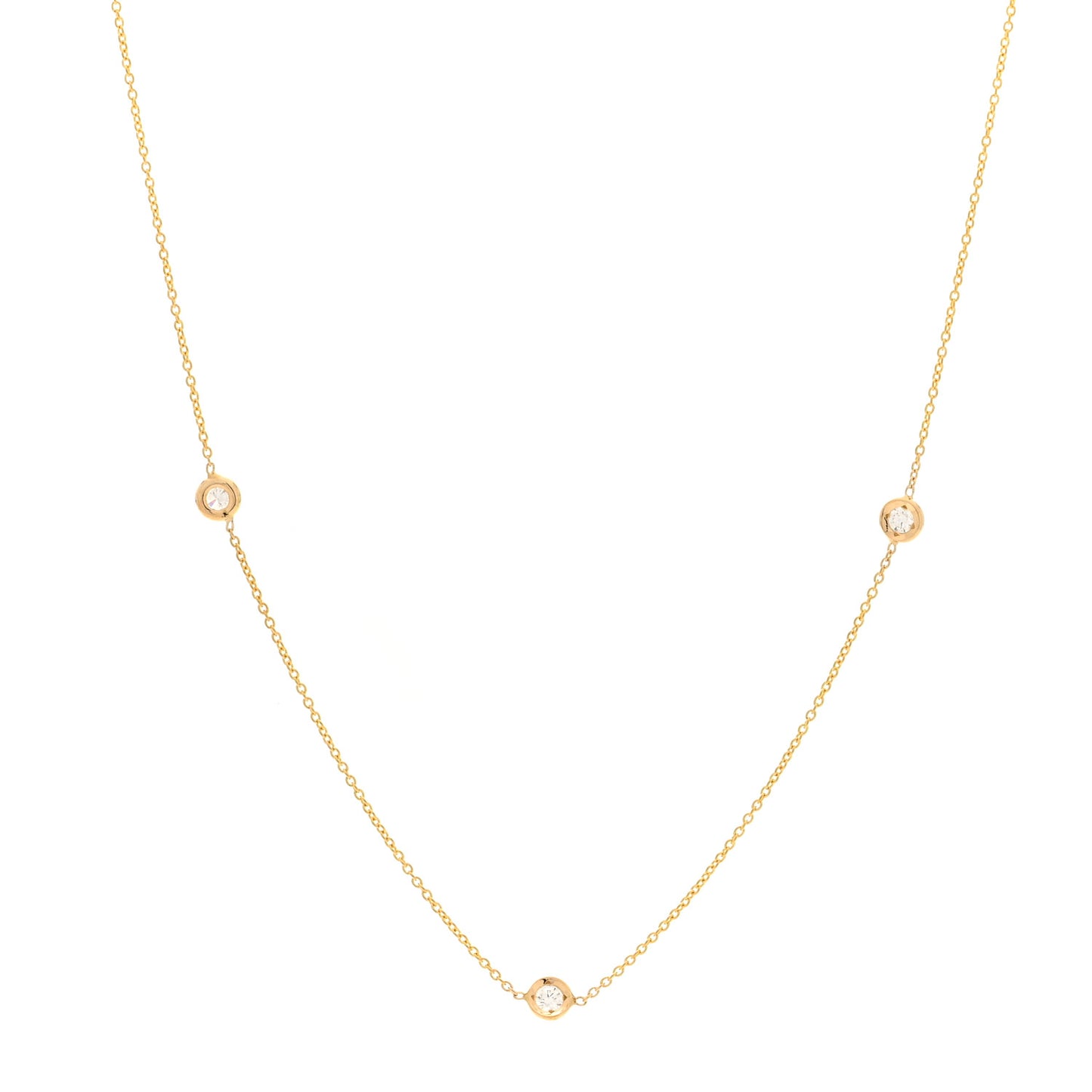 18K Yellow Gold Diamond .23ctw Diamonds By The Inch Five Station Necklace