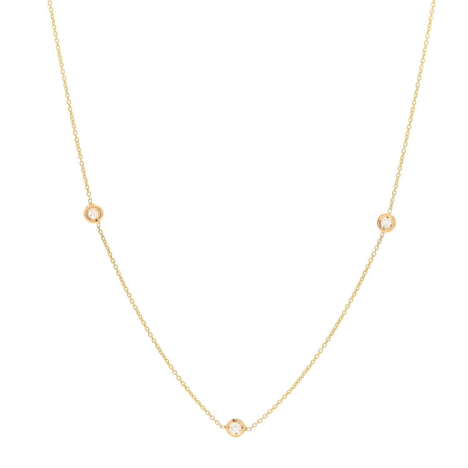 Roberto Coin 18K Yellow Gold Diamond .23ctw Diamonds By The Inch Five Station Necklace 1 of 3