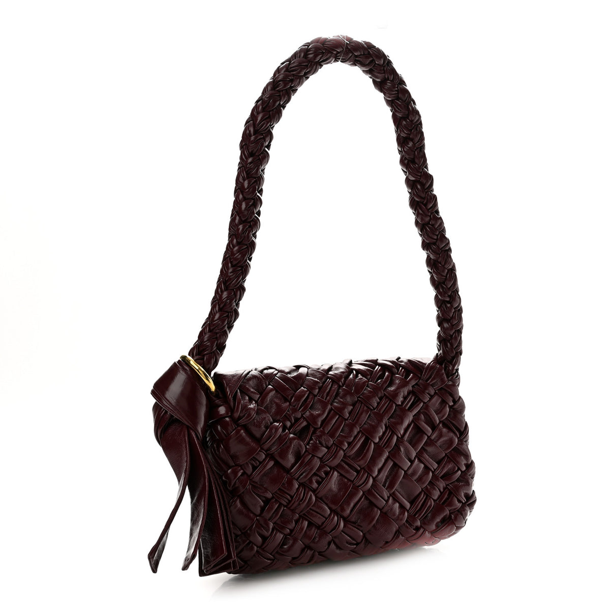 Bottega Veneta Calfskin Foulard Intreccio Kalimero Citta Shoulder Bag Barolo 3 of 13