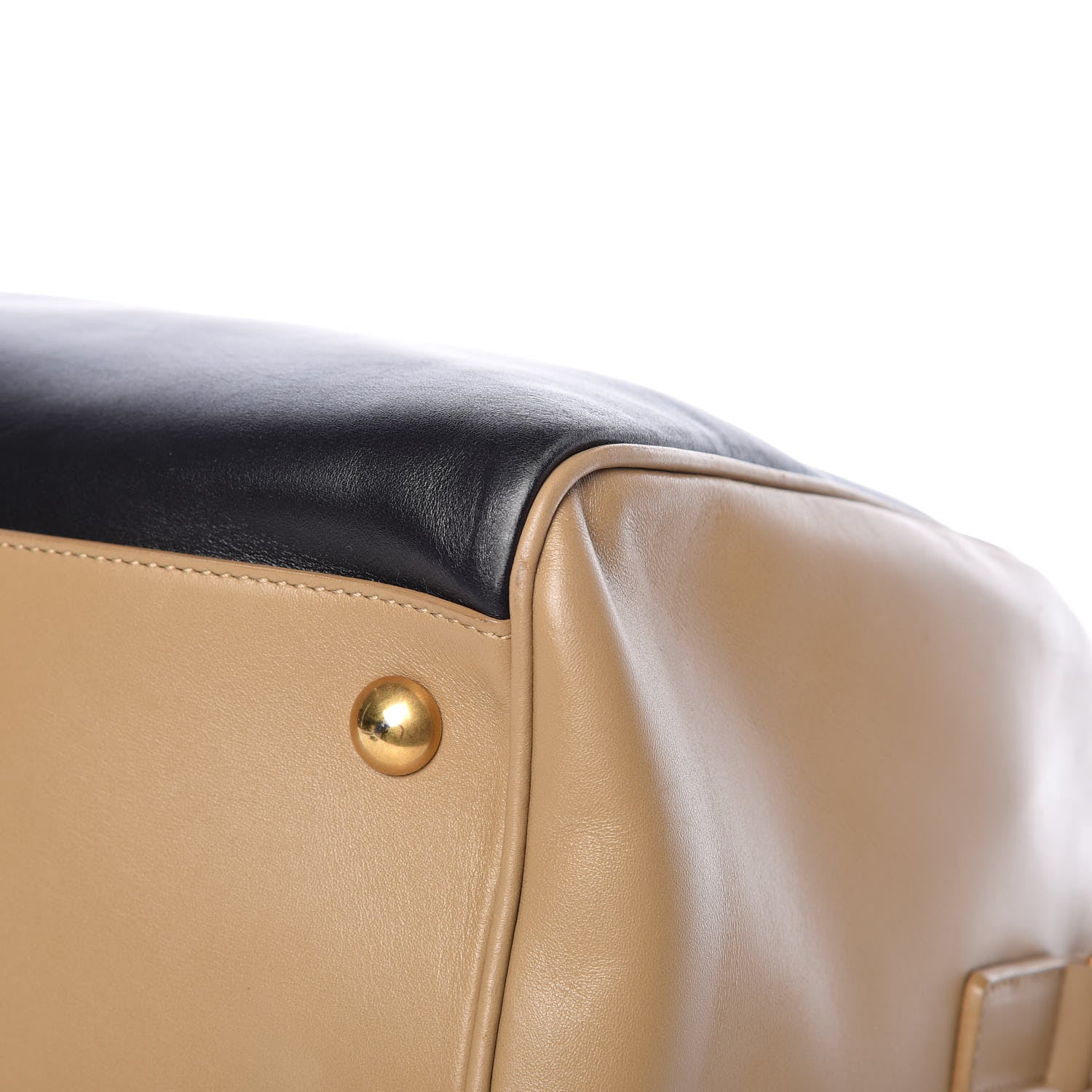 Saint Laurent Smooth Calfskin Bi-Color Duffle 6 Beige Black 11 of 15