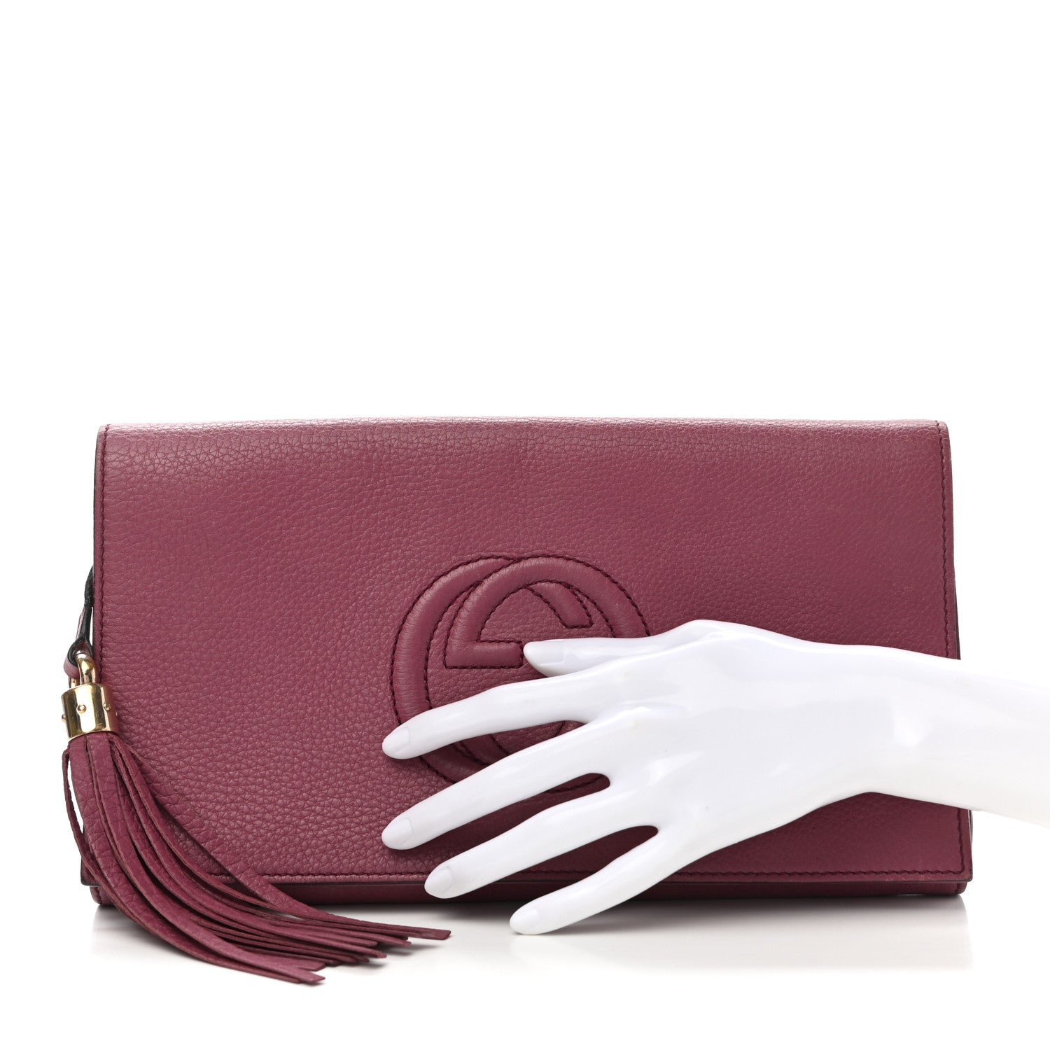 Gucci Pebbled Calfskin Medium Soho Clutch Peonia Flower 2 of 9
