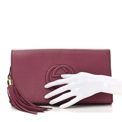 Gucci Pebbled Calfskin Medium Soho Clutch Peonia Flower 2 of 9