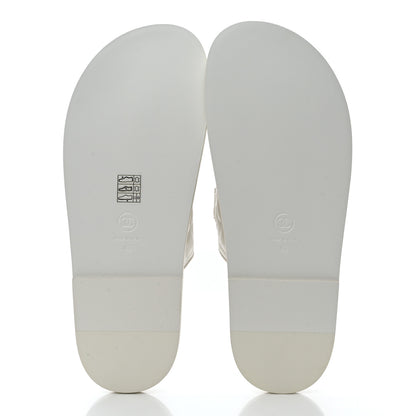 Chanel Laminated Lambskin Quilted Velcro Dad Chain CC Slide Sandals 40 White 5 of 8