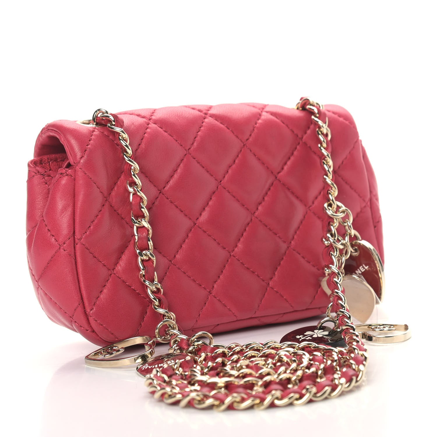 Chanel Lambskin Quilted Extra Mini Flap Heart Valentine Charms Red 2 of 8
