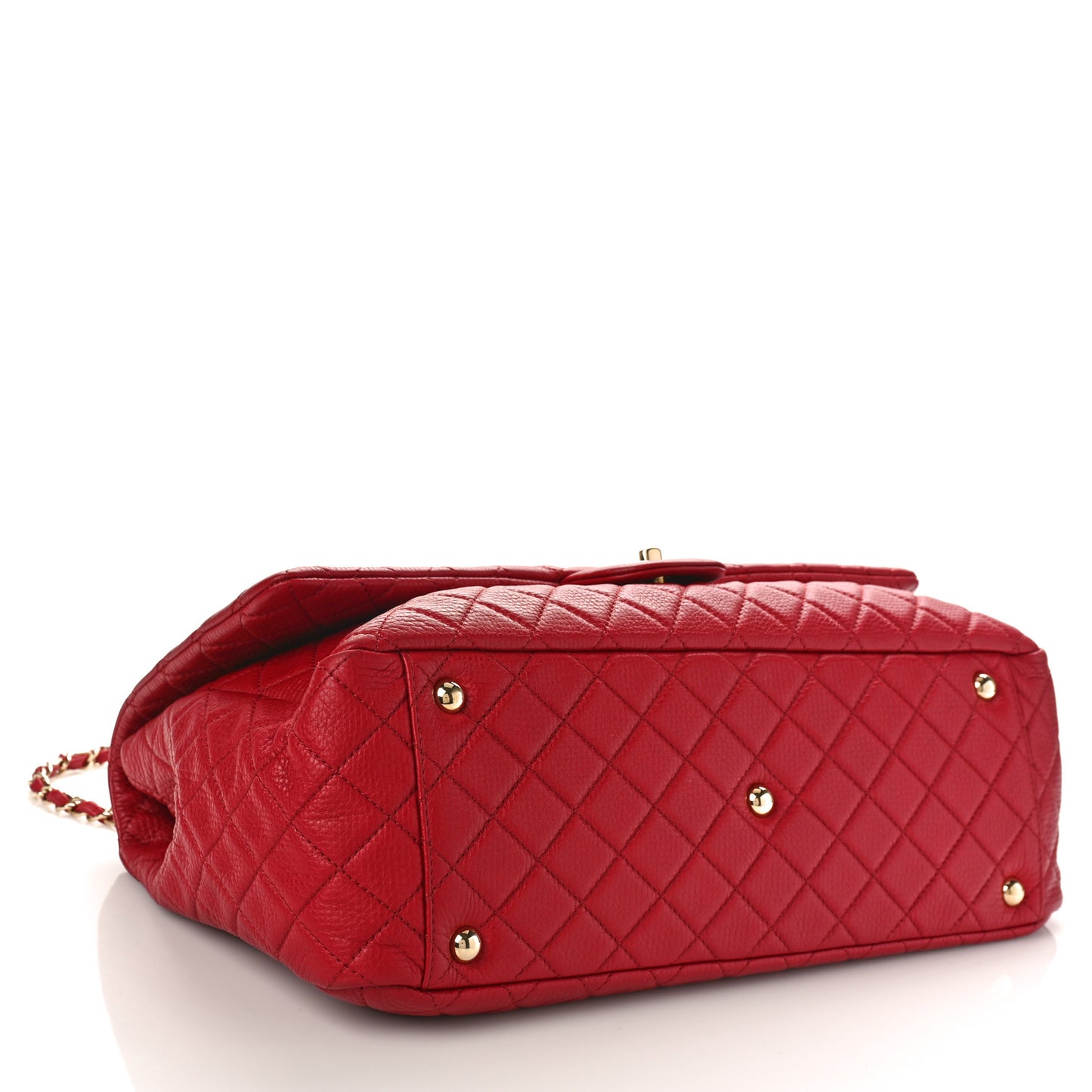 Calfskin Quilted XXL Travel Flap Bag Red
