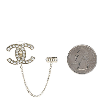 Chanel Pearl CC Chain Cuff Single Earring Gold Pearly White 2 of 5