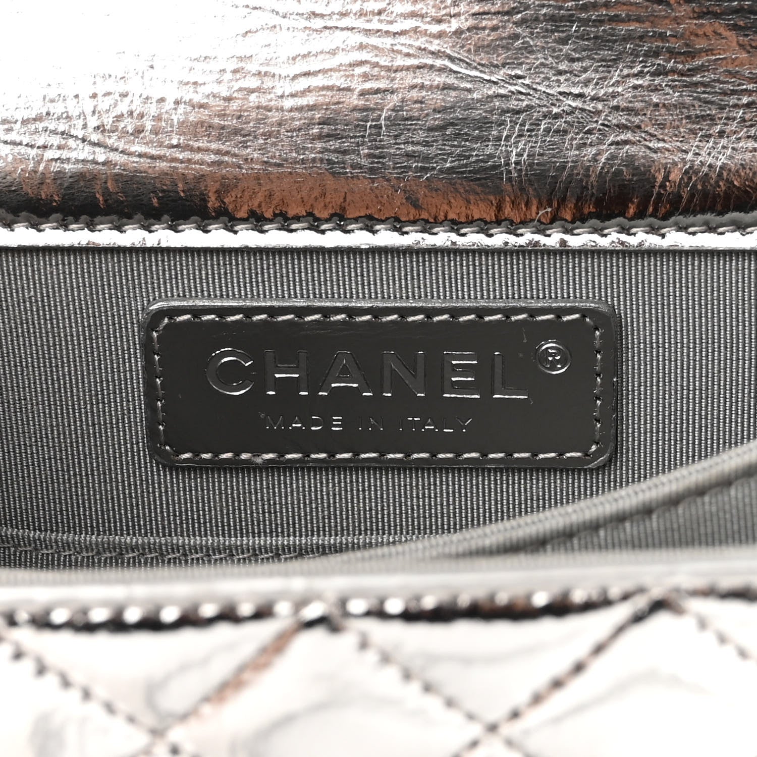 Chanel Metallic Goatskin Quilted North South Boy Flap Silver 6 of 11