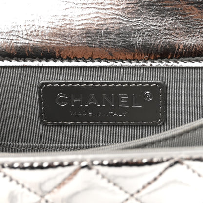 Chanel Metallic Goatskin Quilted North South Boy Flap Silver 6 of 11