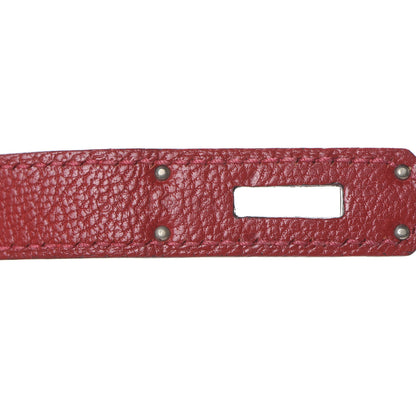 Hermes Chevre Mysore Horseshoe Kelly Retourne 28 Rouge Garance Bleu Obscur 21 of 38