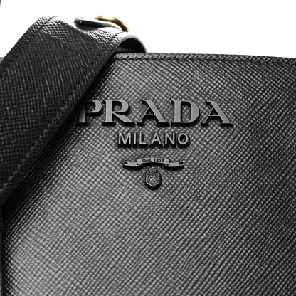 Prada Saffiano Cuir Calfskin Medium Monochrome Top Handle Tote Black 8 of 11